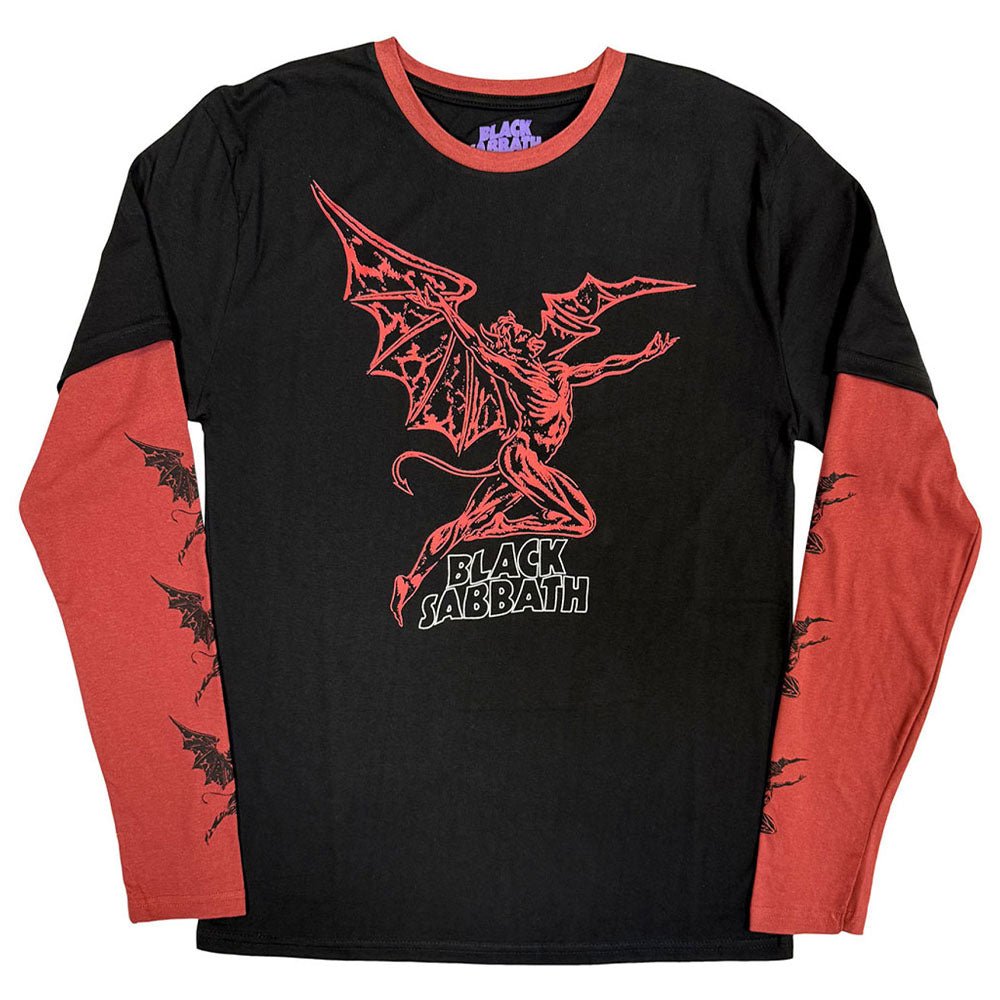 BLACK SABBATH ブラックサバス (OZZY OSBOURNE 追悼 ) - Red Henry Wavy Logo / アームプリントあり / Tシャツ / メンズ - PGS
